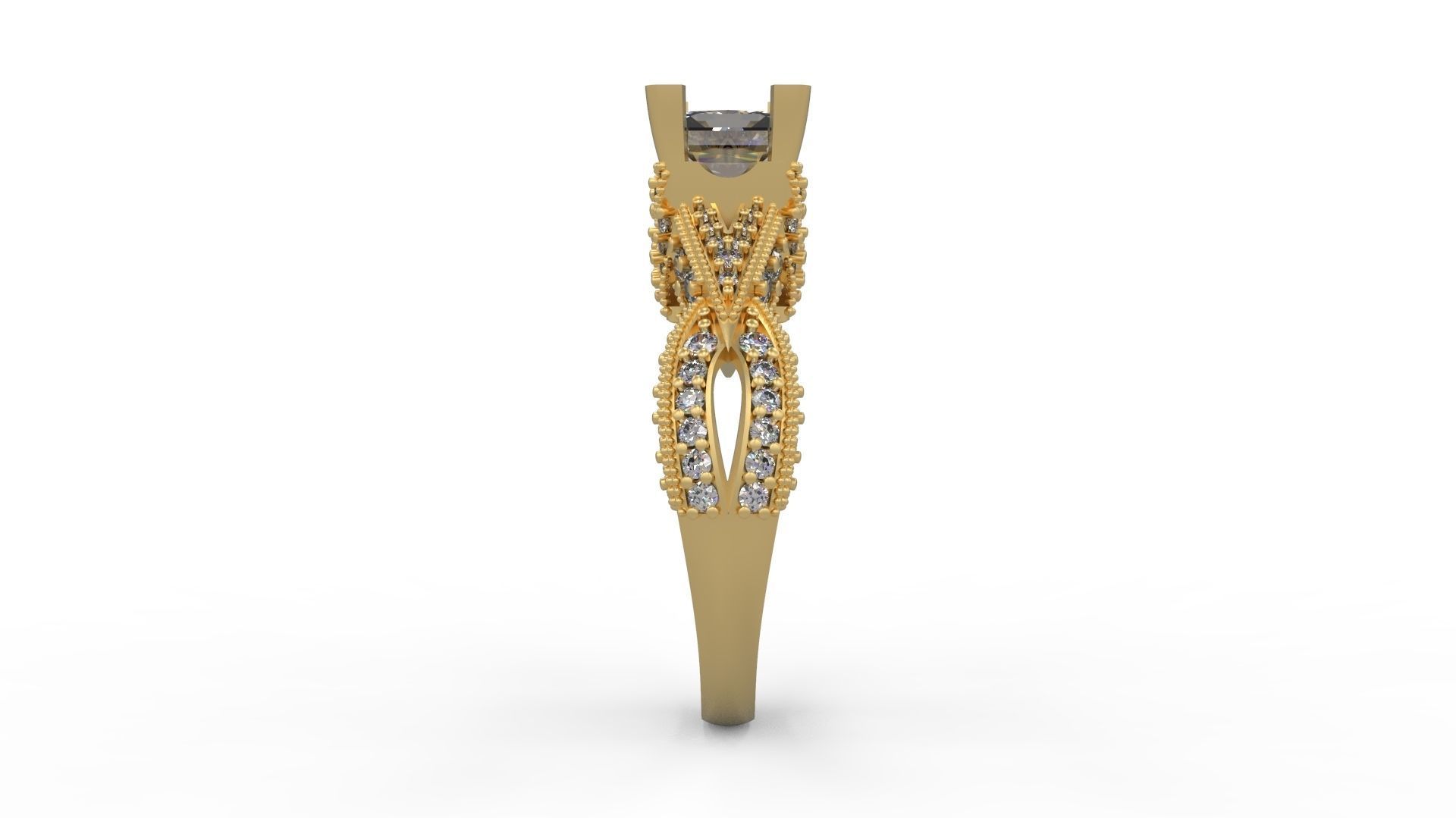Woman Solitaire Ring 1178 3D print model_2