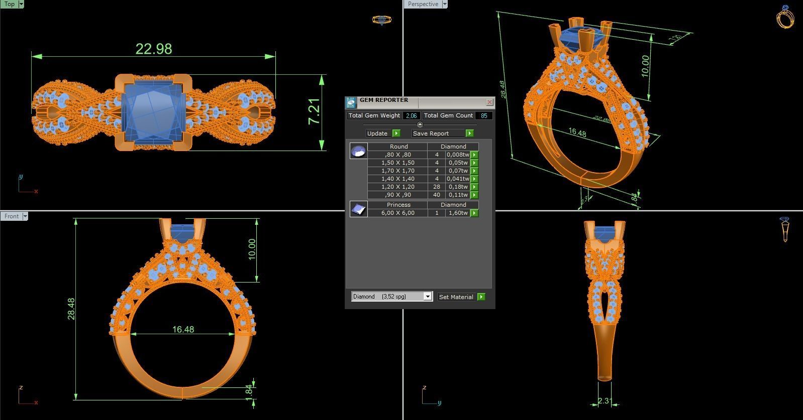 Woman Solitaire Ring 1178 3D print model_9