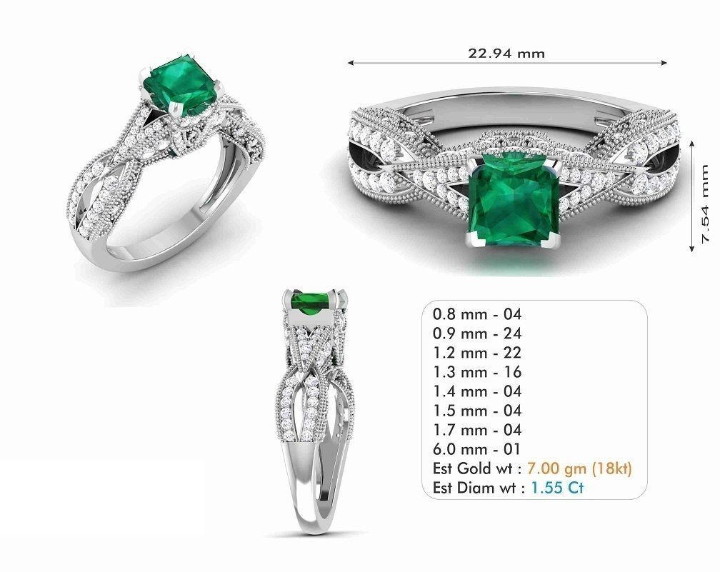 Woman Solitaire Ring 1178 3D print model_5