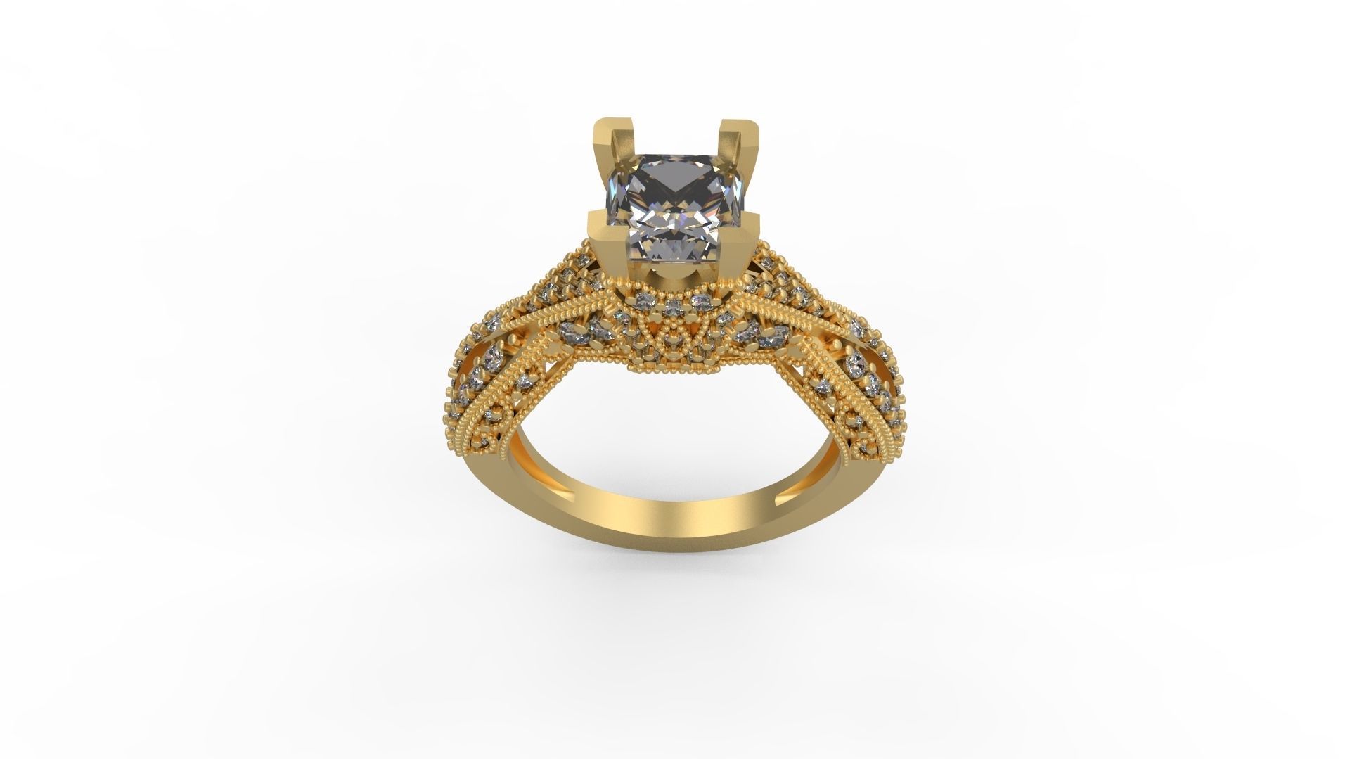 Woman Solitaire Ring 1178 3D print model_3
