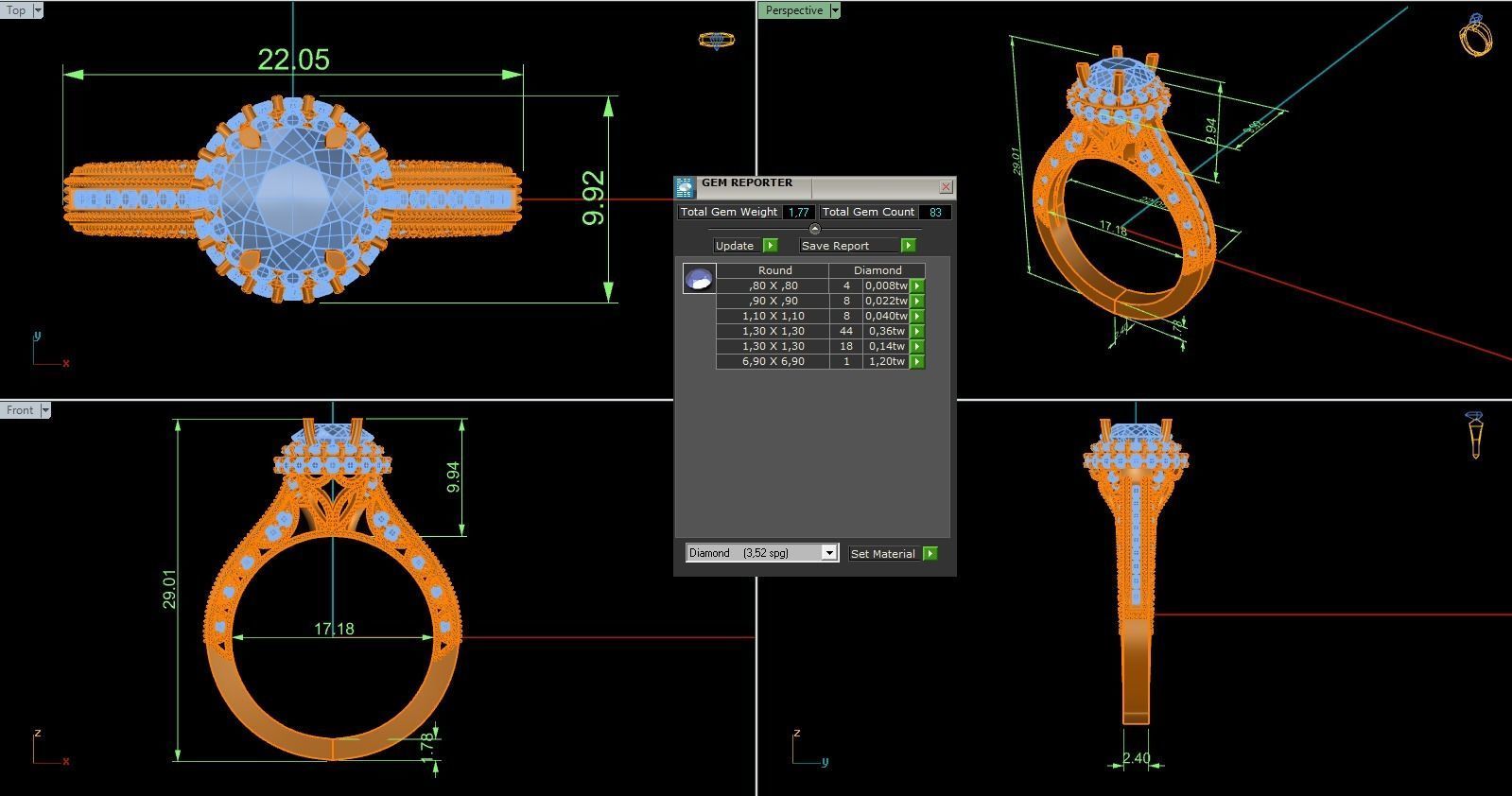Woman Solitaire Ring 1176 3D print model_9