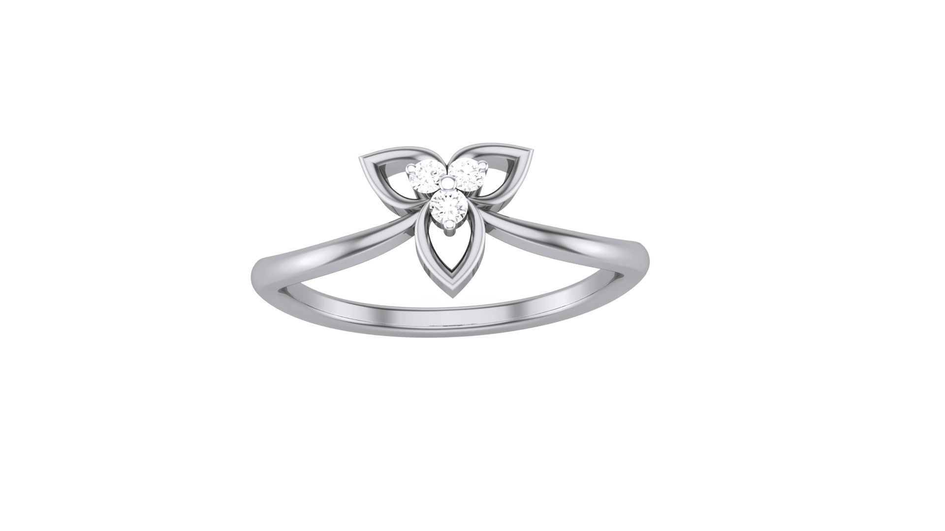 Flower Minimalist Light wt Diamond Women ring 3dm stl obj gltf 3D print model_8
