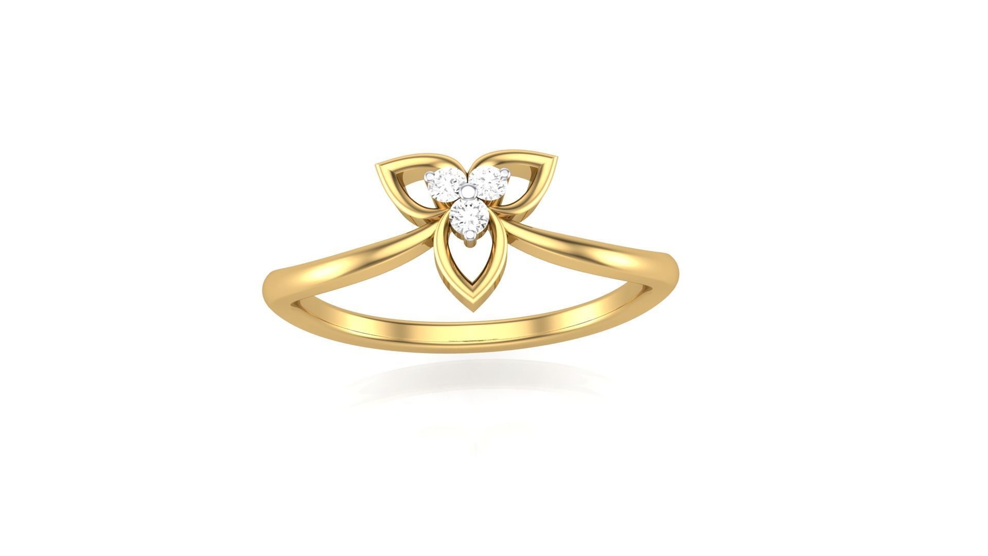Flower Minimalist Light wt Diamond Women ring 3dm stl obj gltf 3D print model_6