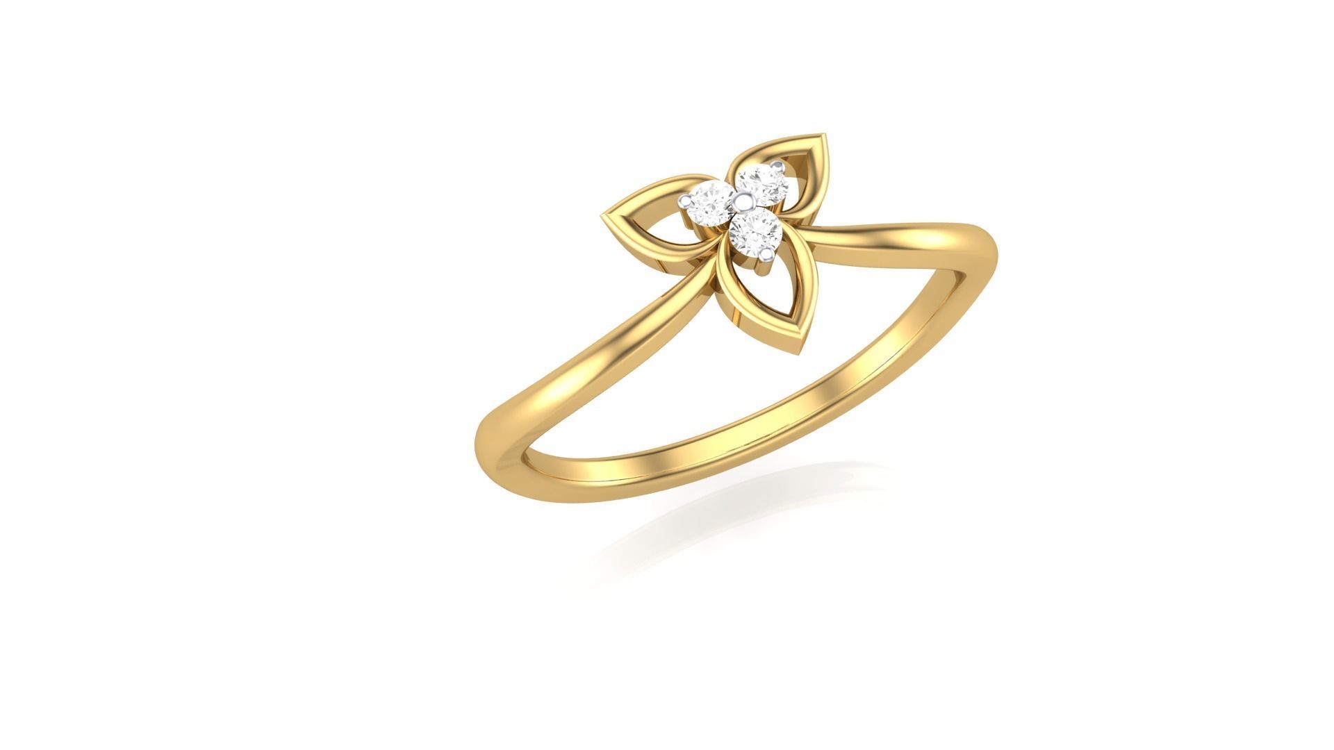 Flower Minimalist Light wt Diamond Women ring 3dm stl obj gltf 3D print model_4