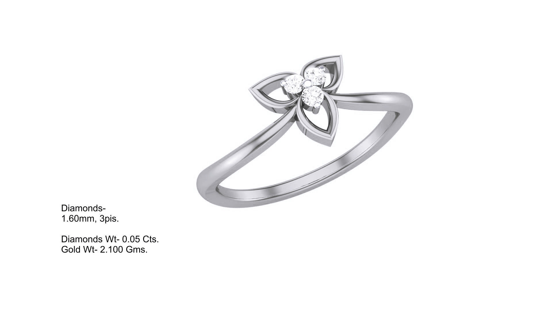 Flower Minimalist Light wt Diamond Women ring 3dm stl obj gltf 3D print model_2