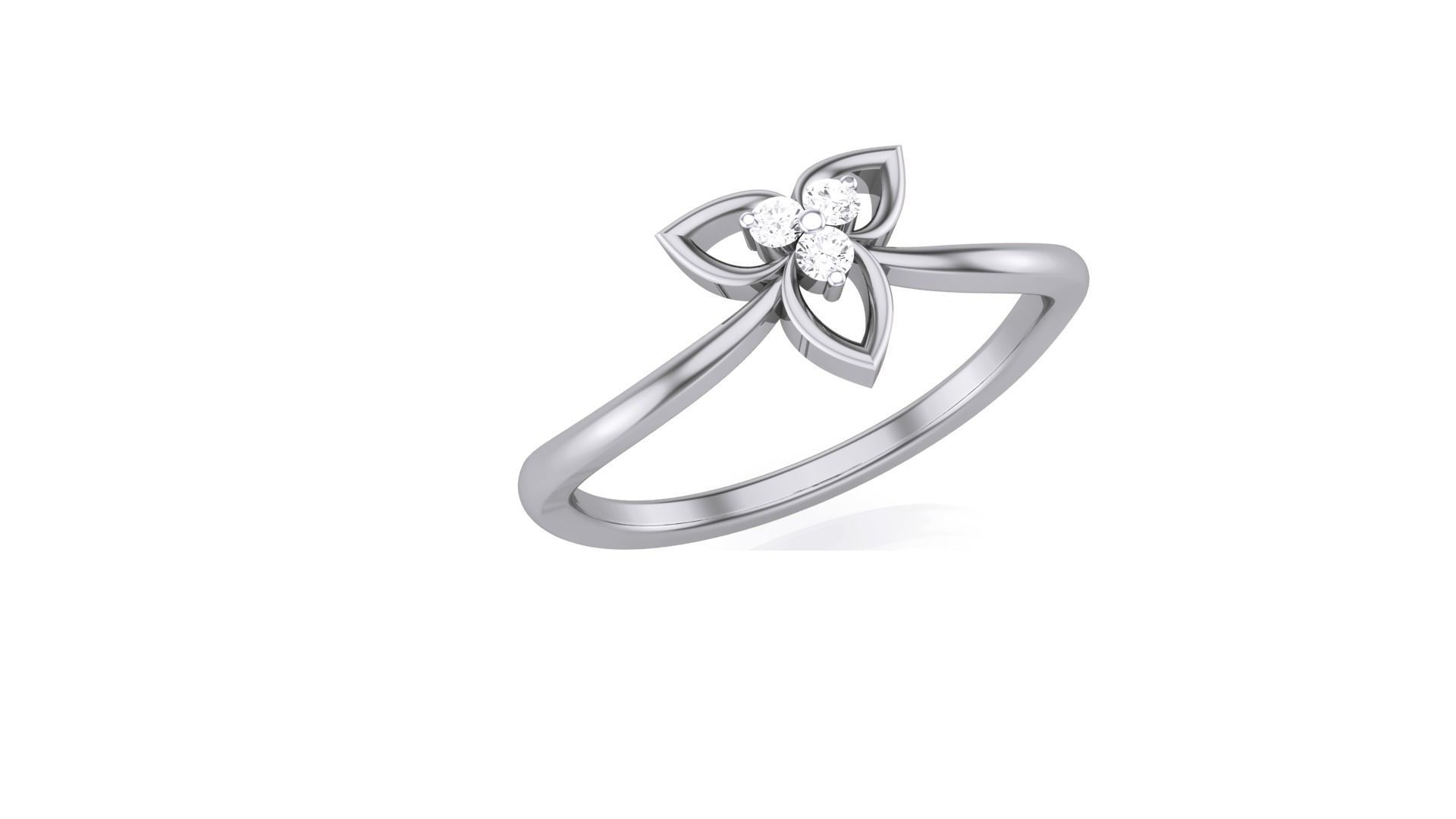 Flower Minimalist Light wt Diamond Women ring 3dm stl obj gltf 3D print model_5