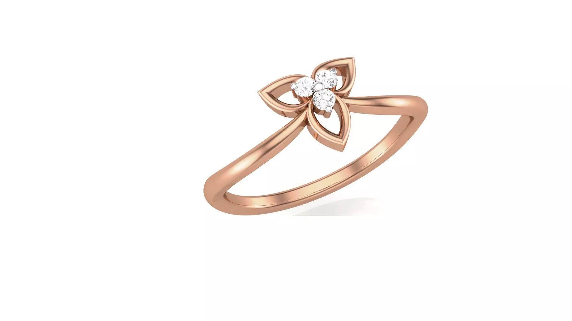 Flower Minimalist Light wt Diamond Women ring 3dm stl obj gltf 3D print model_0