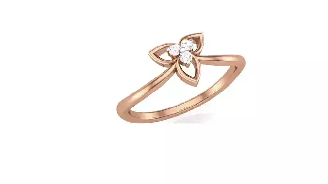 Flower Minimalist Light wt Diamond Women ring 3dm stl obj gltf 3D print model