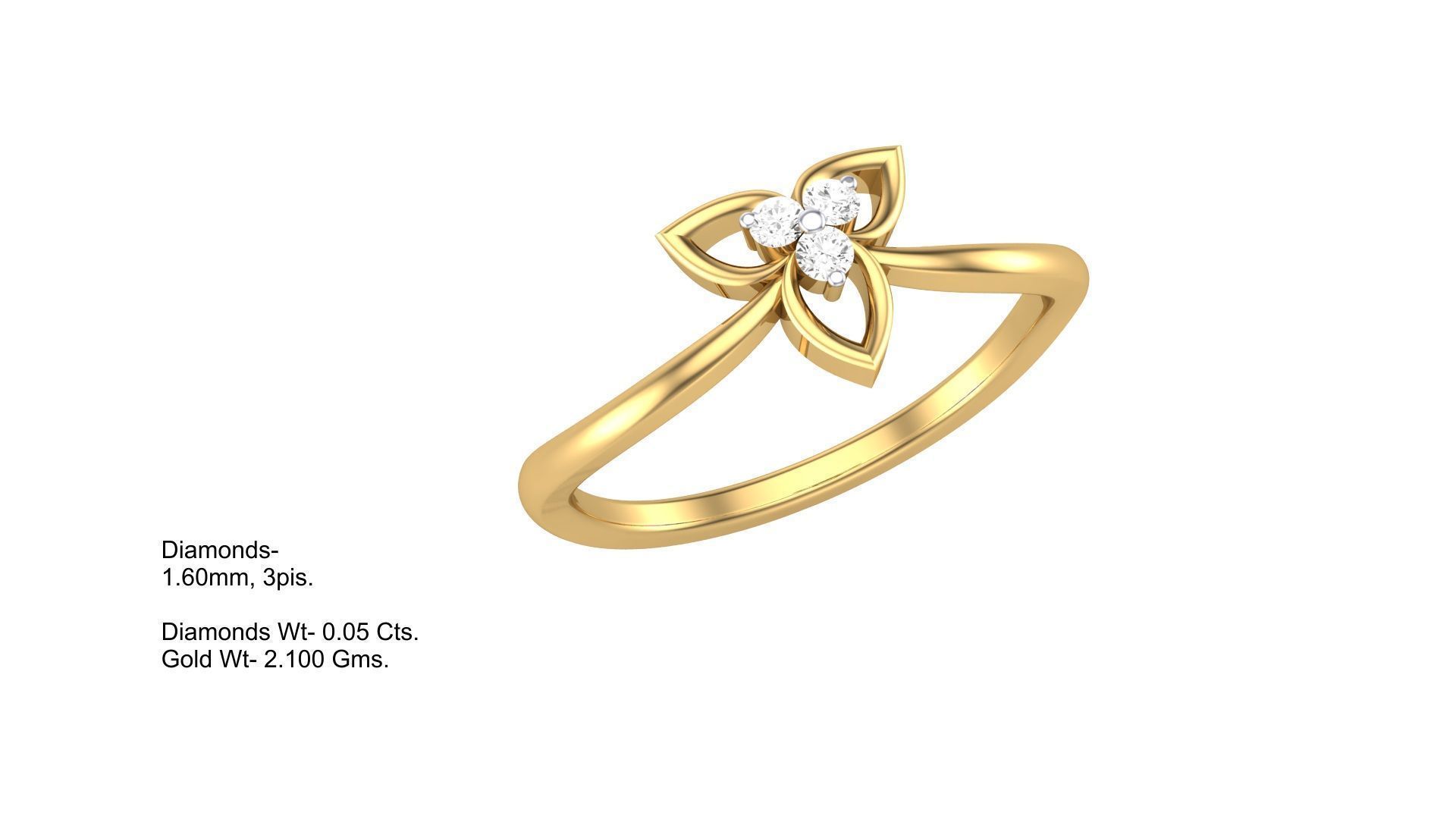 Flower Minimalist Light wt Diamond Women ring 3dm stl obj gltf 3D print model_1