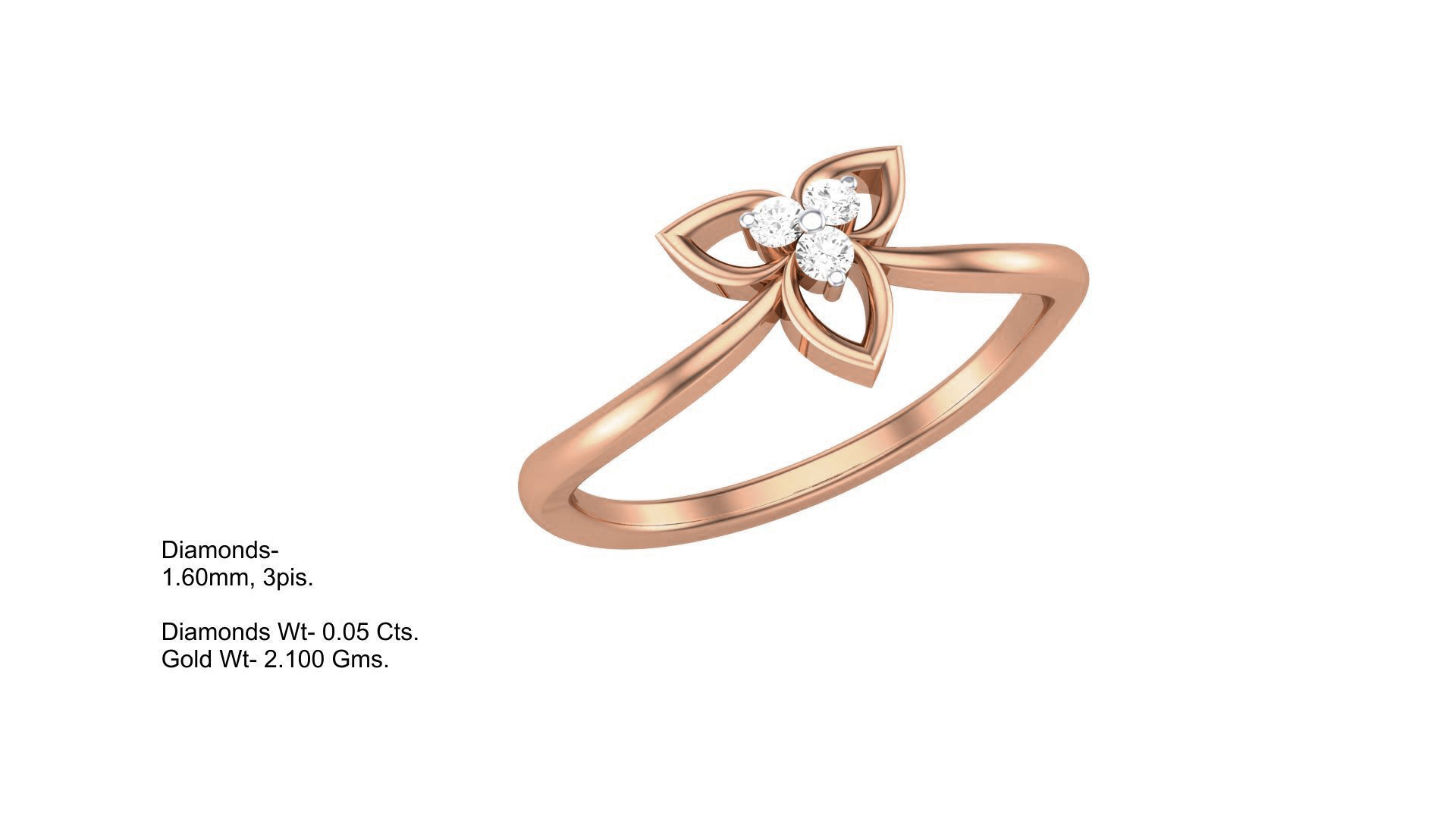 Flower Minimalist Light wt Diamond Women ring 3dm stl obj gltf 3D print model_3