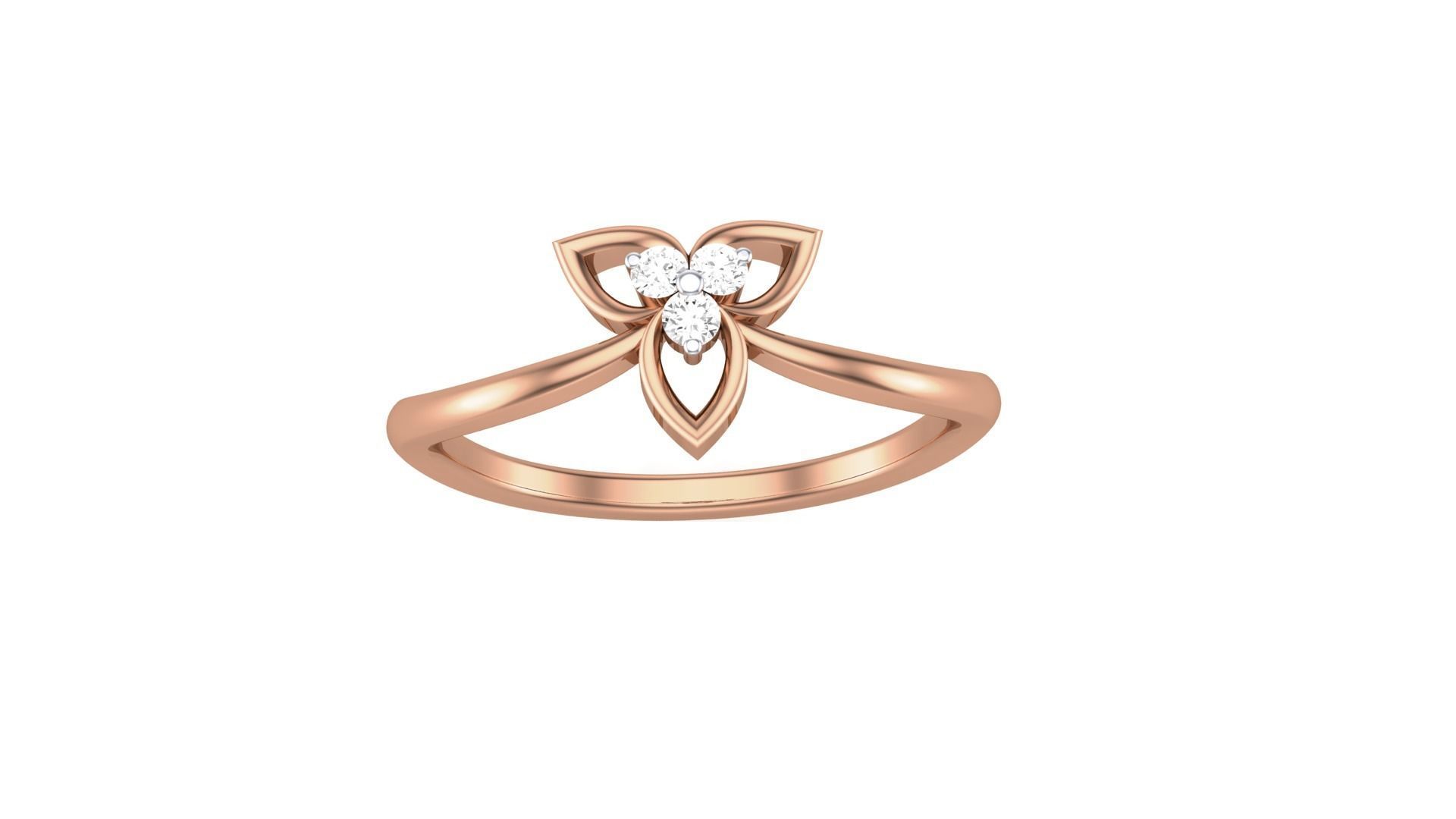 Flower Minimalist Light wt Diamond Women ring 3dm stl obj gltf 3D print model_7