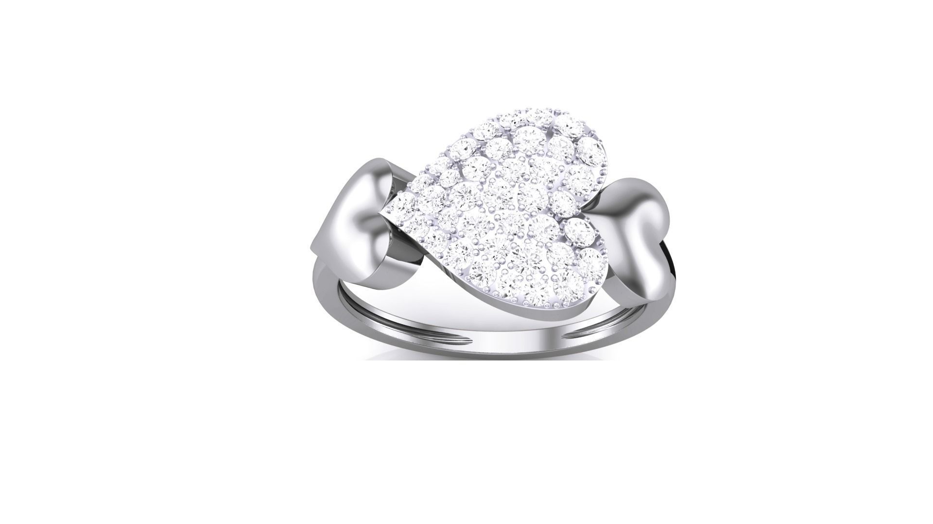 Heart Love Minimalist Light wt Diamond Women ring 3dm stl obj 3D print model_6