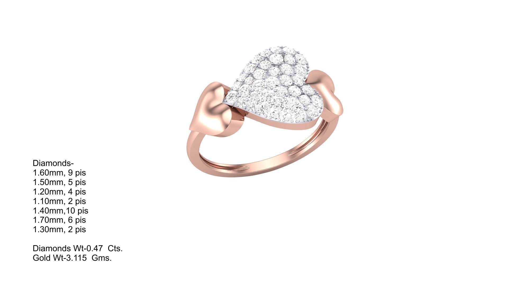 Heart Love Minimalist Light wt Diamond Women ring 3dm stl obj 3D print model_1