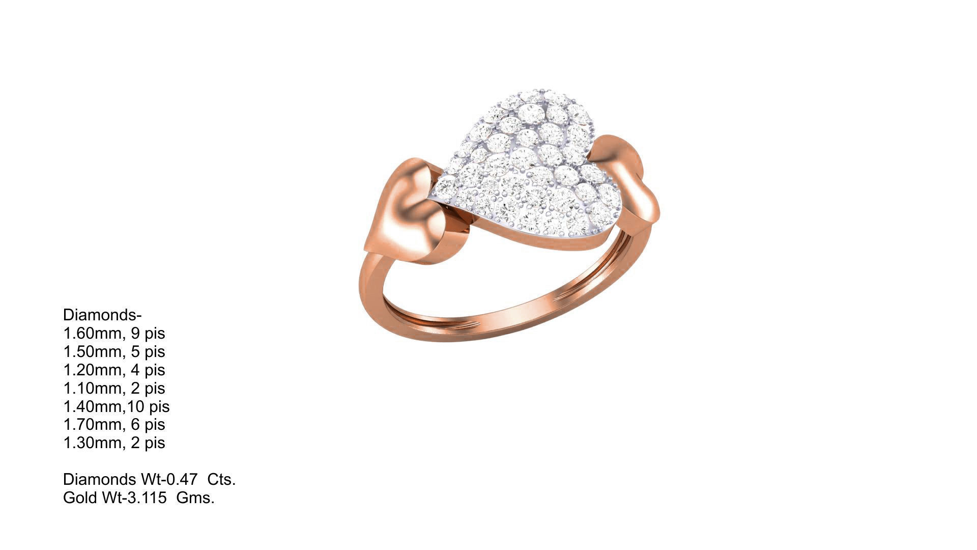 Heart Love Minimalist Light wt Diamond Women ring 3dm stl obj 3D print model_3