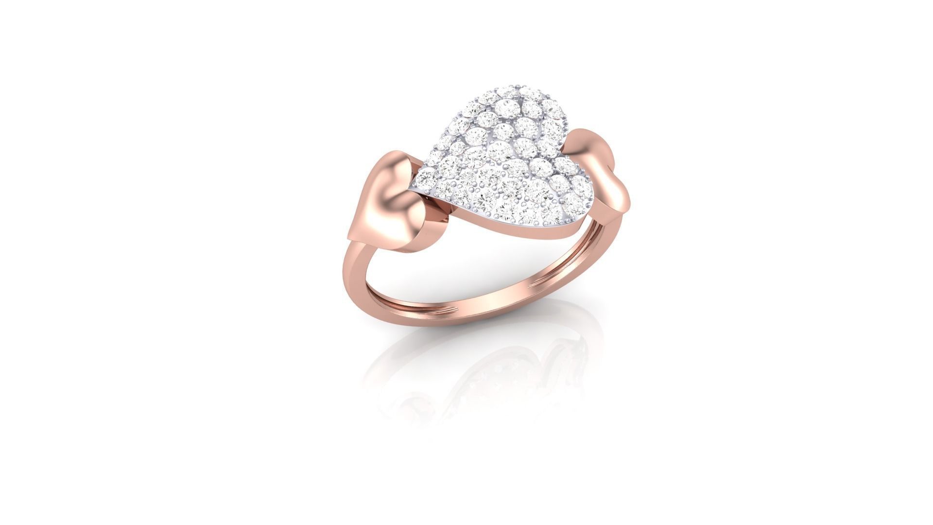 Heart Love Minimalist Light wt Diamond Women ring 3dm stl obj 3D print model_5