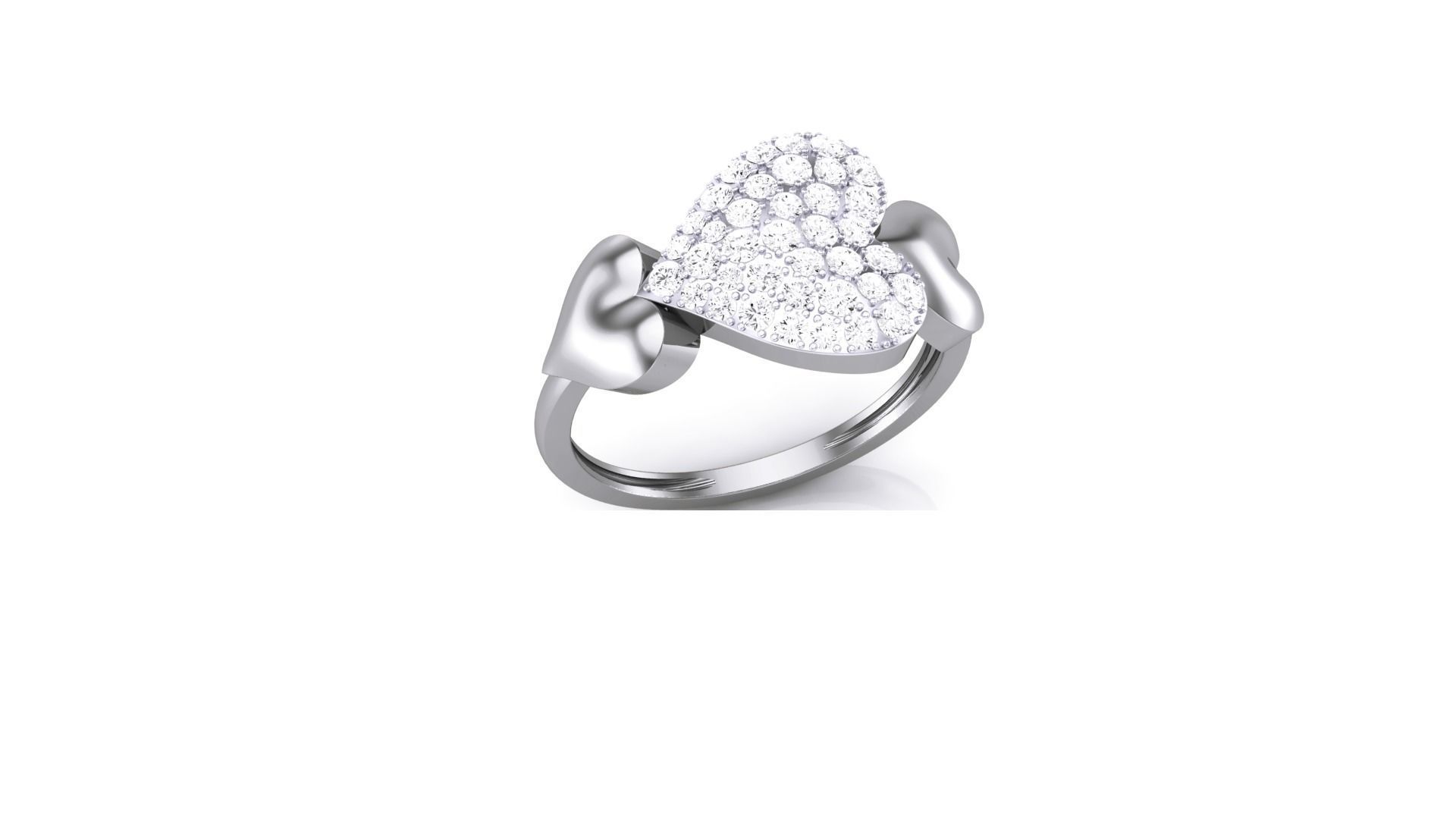 Heart Love Minimalist Light wt Diamond Women ring 3dm stl obj 3D print model_4