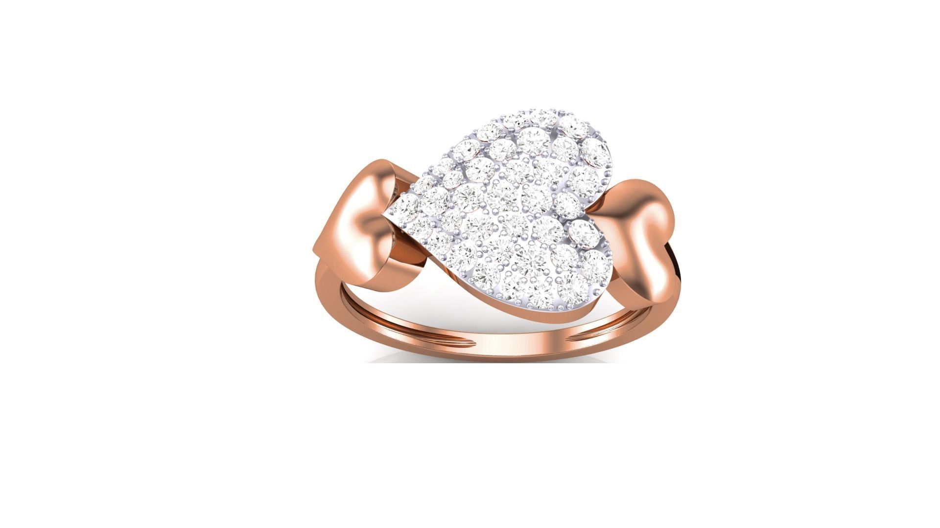 Heart Love Minimalist Light wt Diamond Women ring 3dm stl obj 3D print model_8