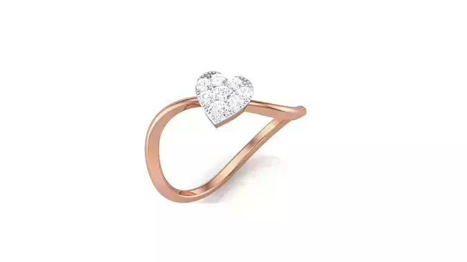 Love Heart Minimalist Light wt Diamond Women ring 3dm stl obj