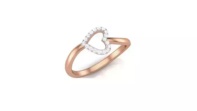 Heart Love Minimalist Light wt Diamond Women ring 3dm stl obj 3D print model