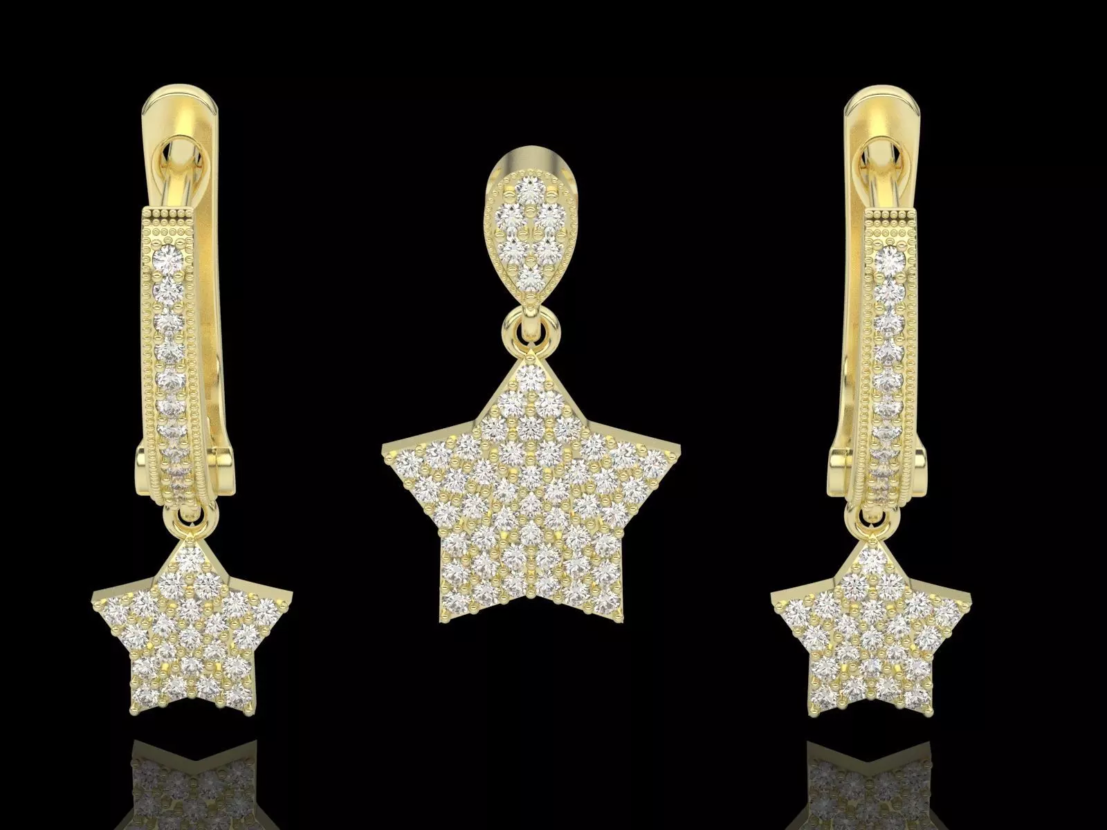 clasp earring pendant set gold silver 3D print model