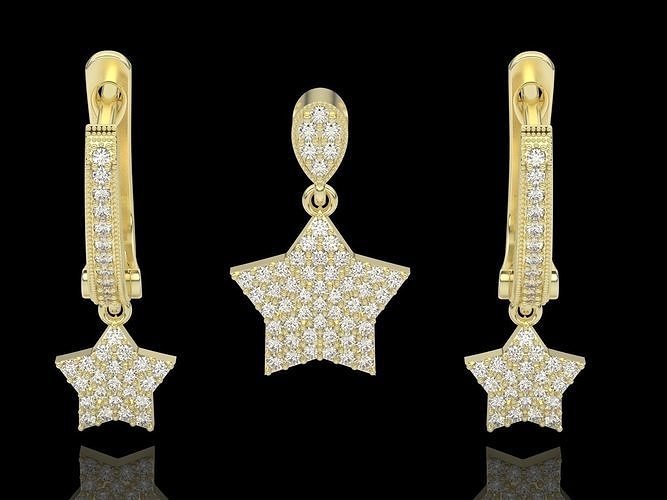 clasp earring pendant set gold silver 3D print model