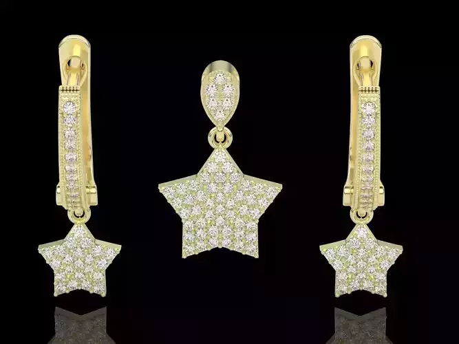 clasp earring pendant set gold silver