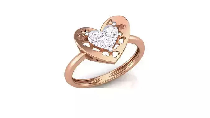Heart Love Minimalist Light wt Diamond Women ring 3dm stl obj 3D print model