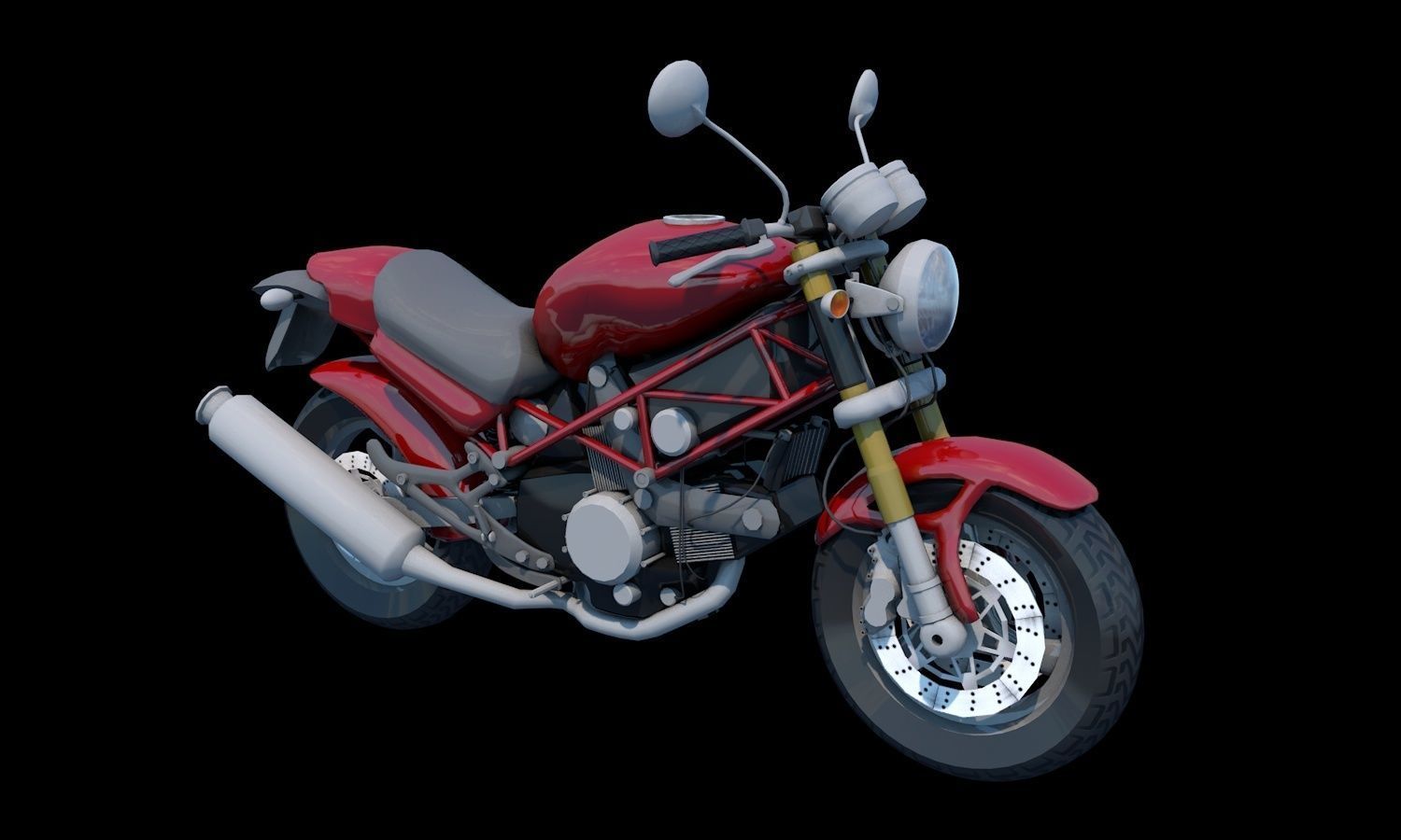 Ducati Monster Heavy Bike 3D Model Game Ready Asset Low-poly 3D model_4