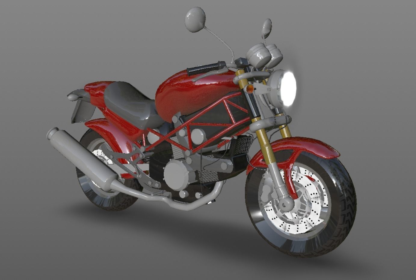Ducati Monster Heavy Bike 3D Model Game Ready Asset Low-poly 3D model_1