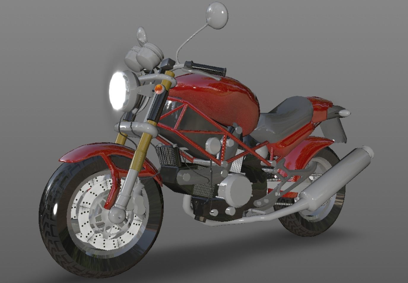 Ducati Monster Heavy Bike 3D Model Game Ready Asset Low-poly 3D model_10