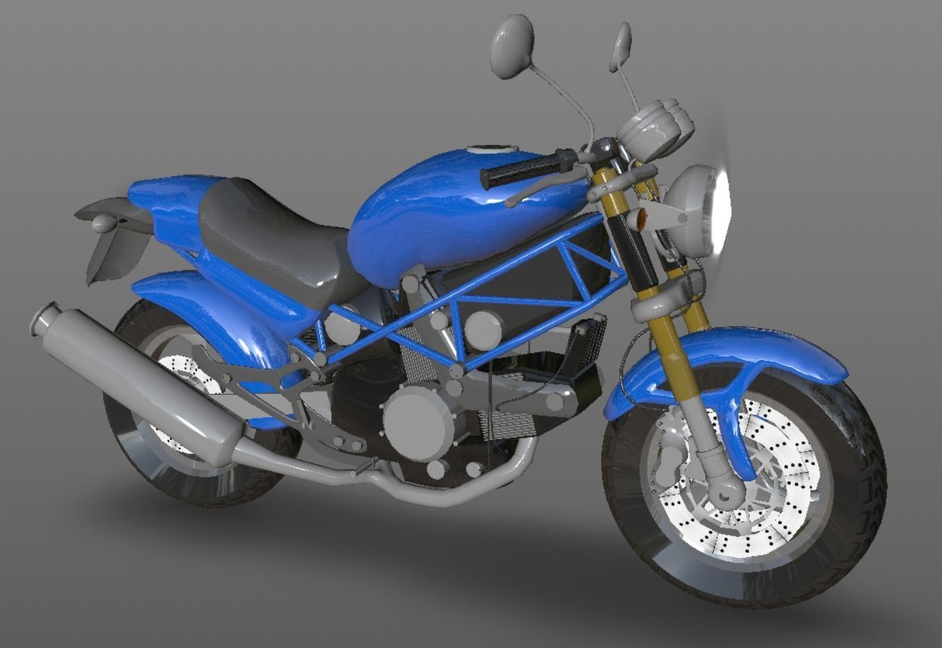Ducati Monster Heavy Bike 3D Model Game Ready Asset Low-poly 3D model_11