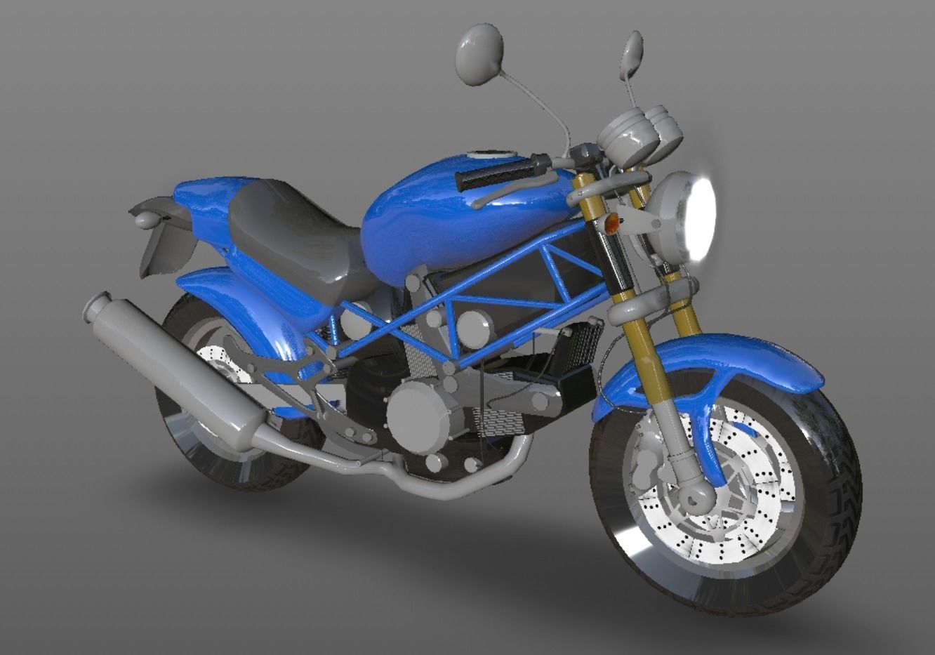 Ducati Monster Heavy Bike 3D Model Game Ready Asset Low-poly 3D model_2