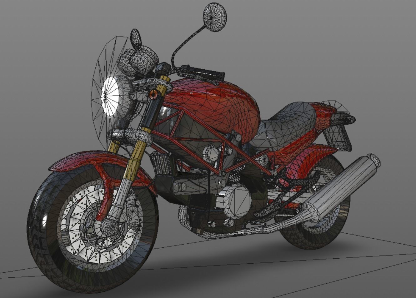 Ducati Monster Heavy Bike 3D Model Game Ready Asset Low-poly 3D model_14