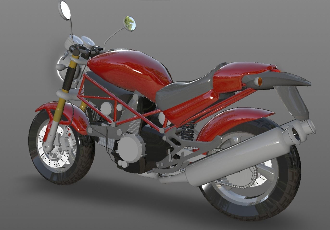 Ducati Monster Heavy Bike 3D Model Game Ready Asset Low-poly 3D model_6