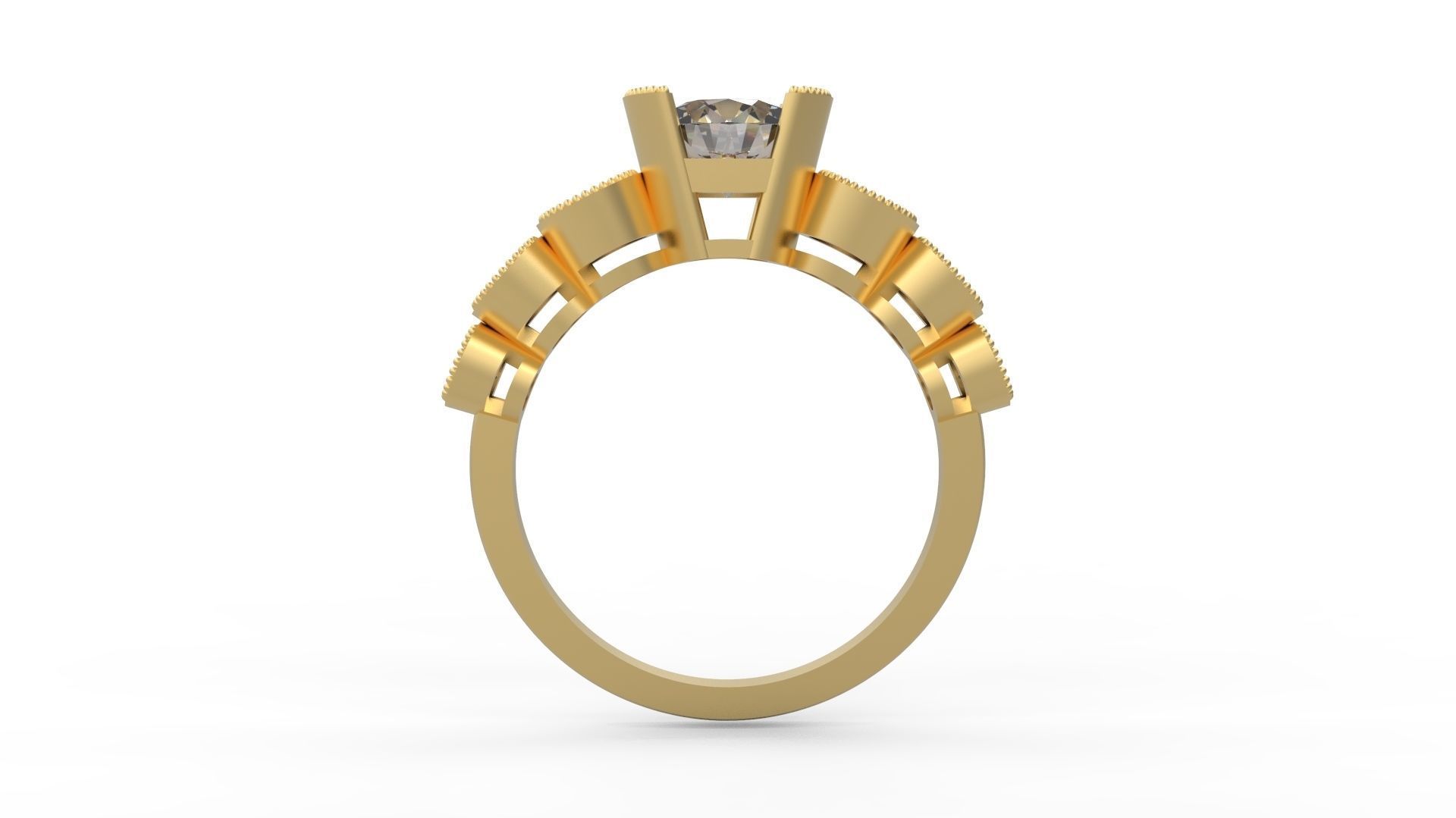 Woman Solitaire Ring 1204 3D print model_1