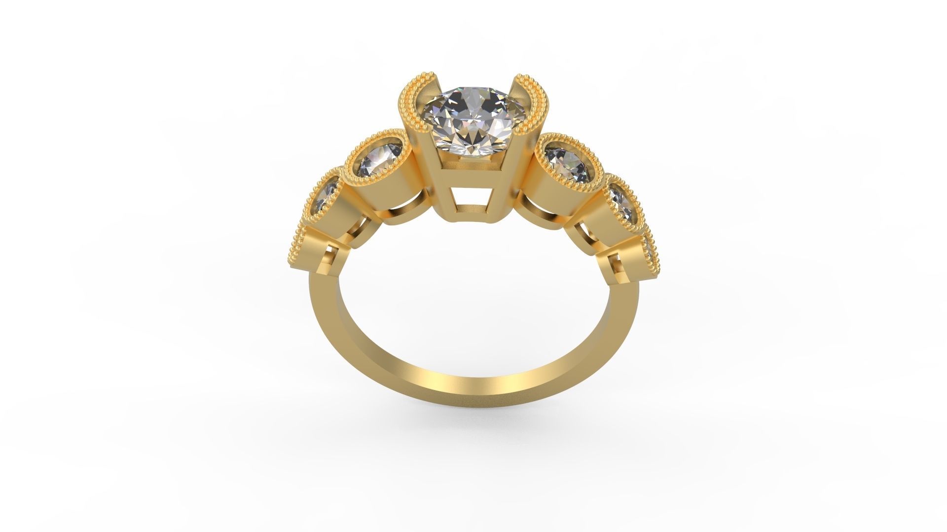 Woman Solitaire Ring 1204 3D print model_3