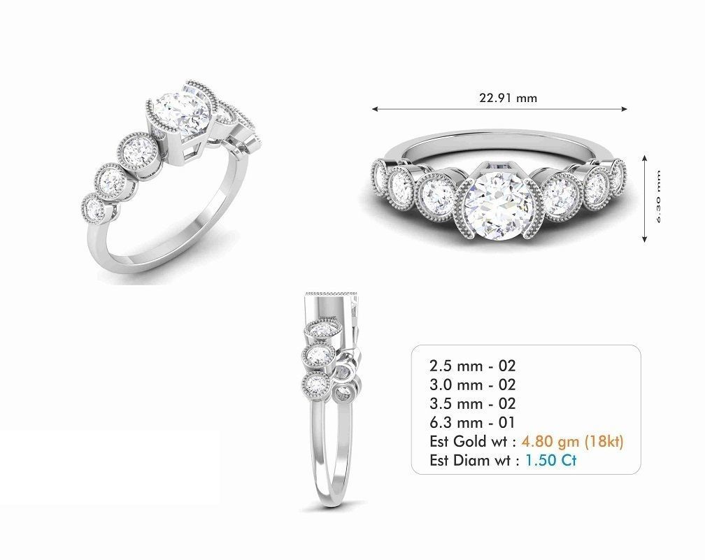 Woman Solitaire Ring 1204 3D print model_5