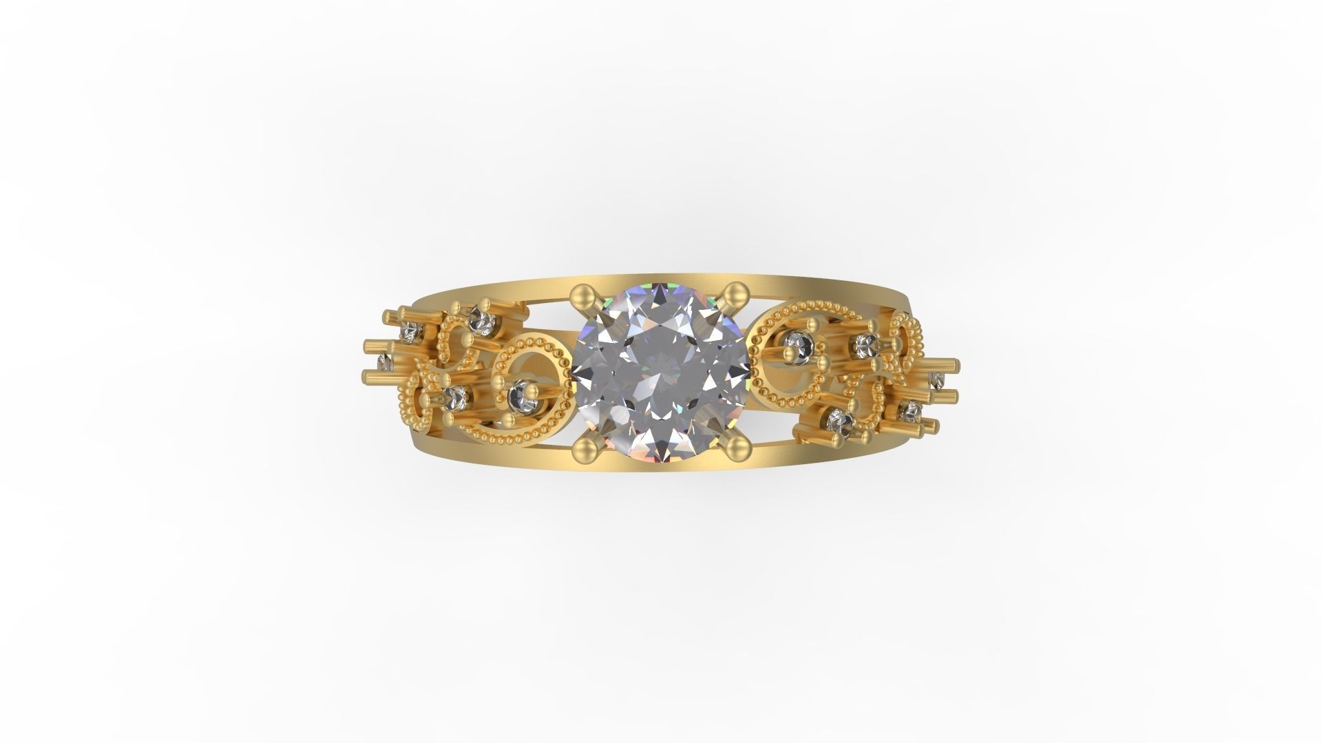 Woman Solitaire Ring 1205 3D print model_4