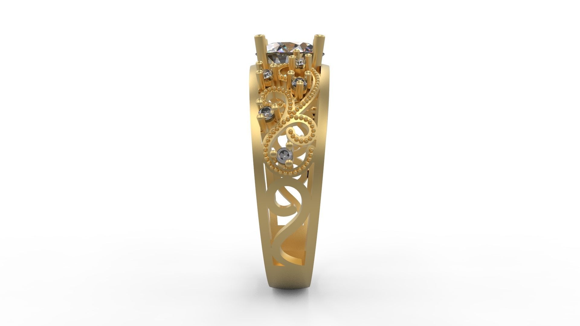 Woman Solitaire Ring 1205 3D print model_2
