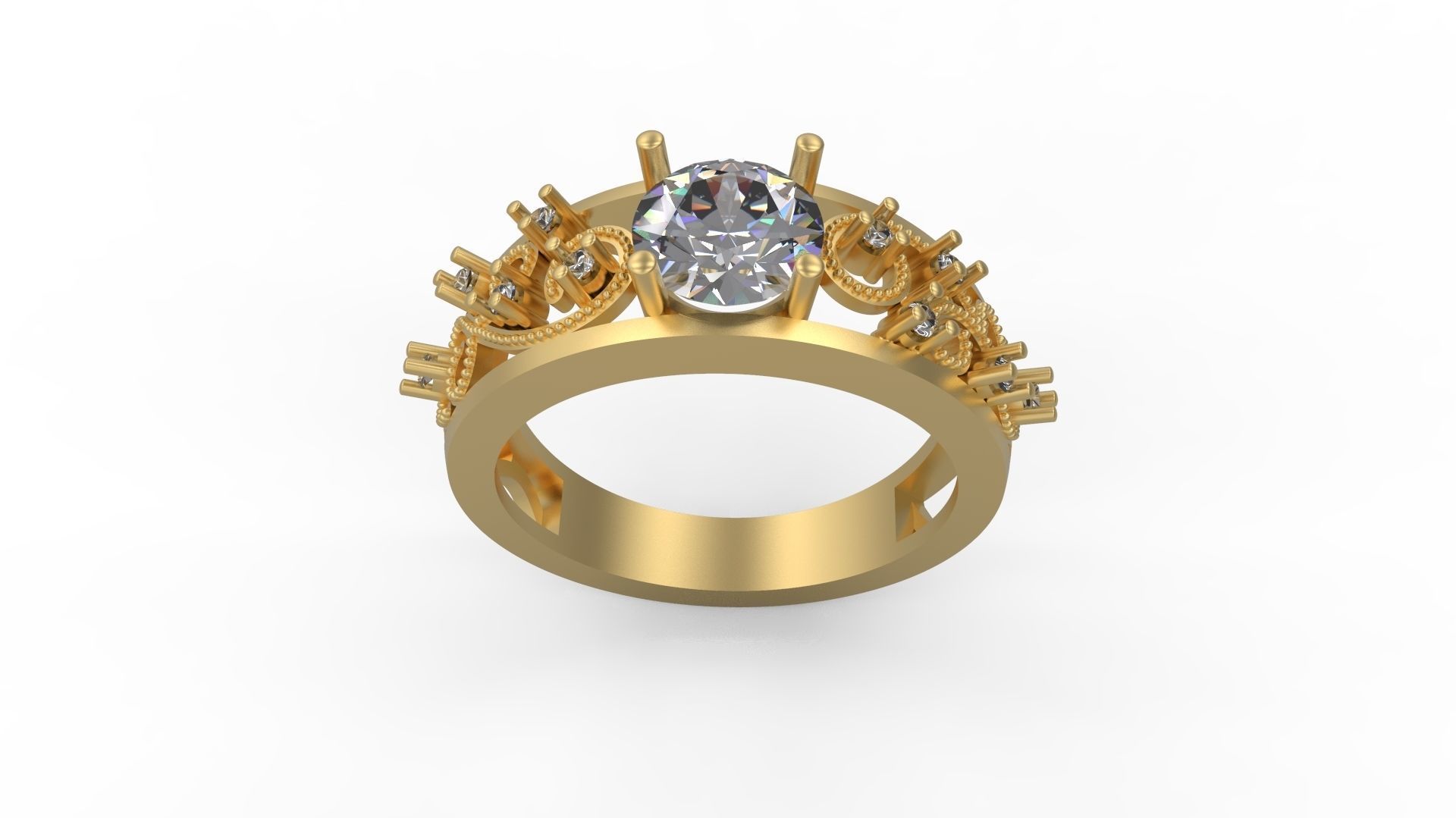 Woman Solitaire Ring 1205 3D print model_3