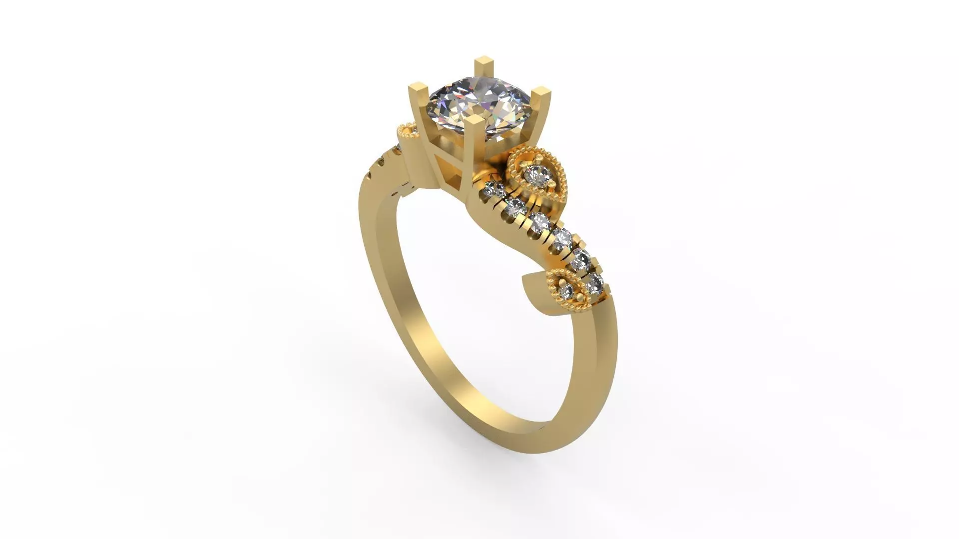 Woman Solitaire Ring 1228 3D print model_0