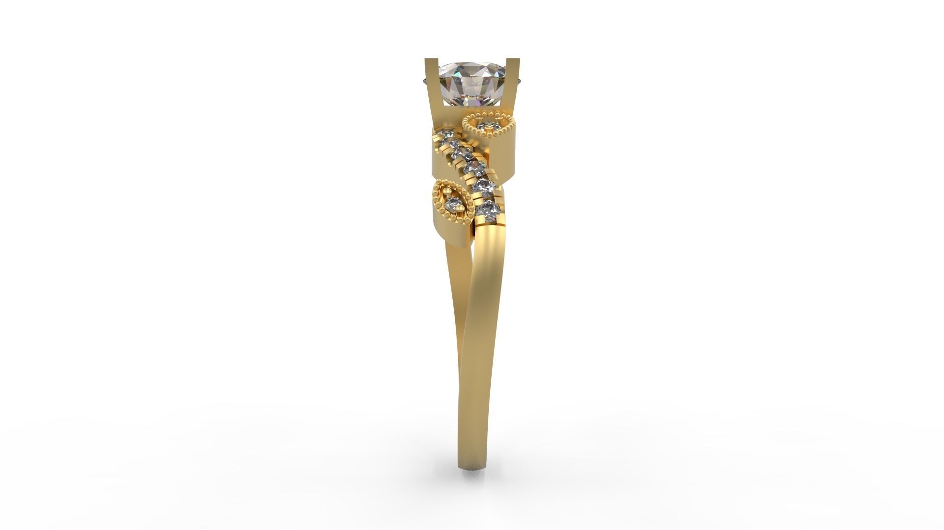Woman Solitaire Ring 1228 3D print model_2