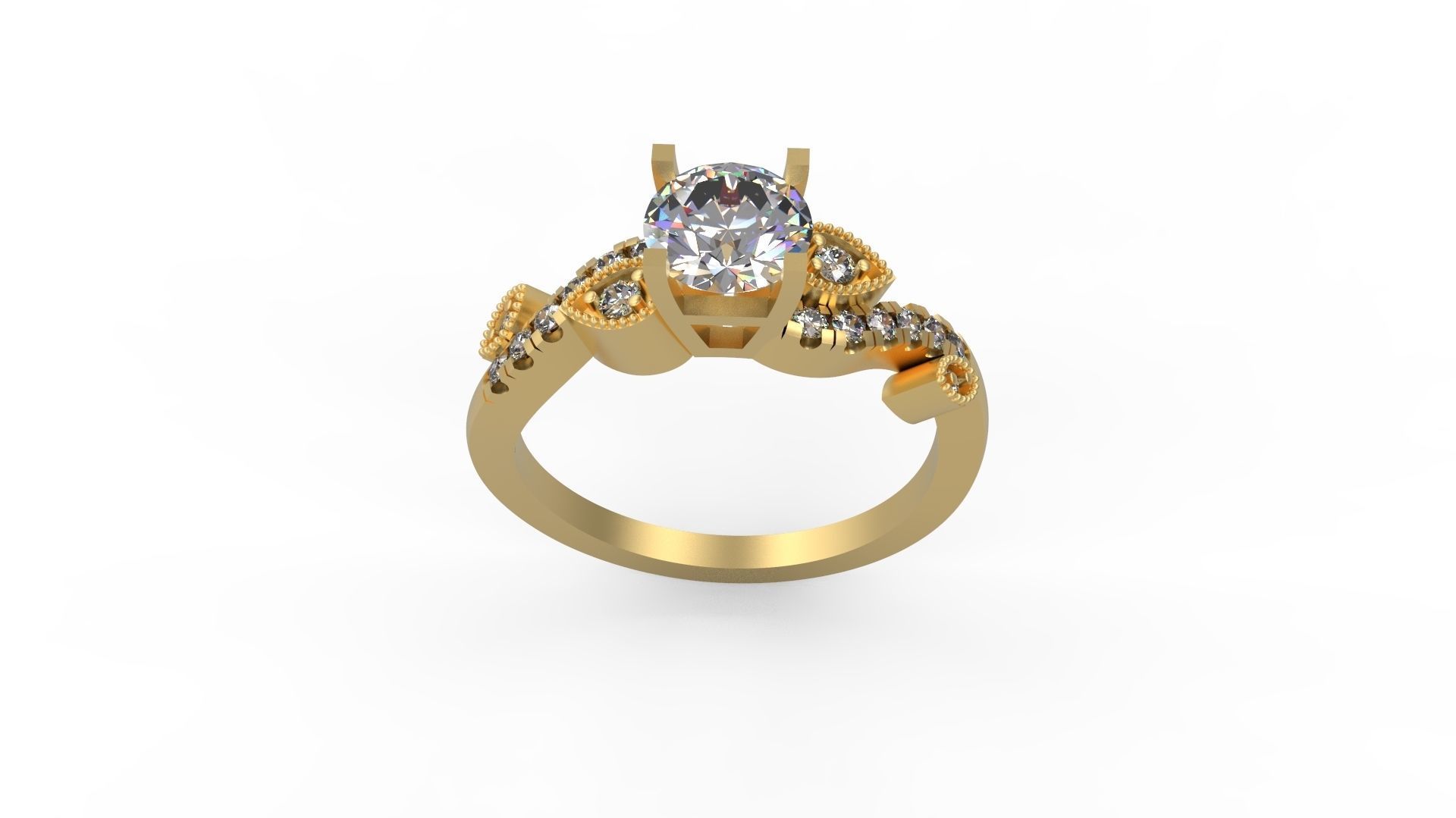 Woman Solitaire Ring 1228 3D print model_3