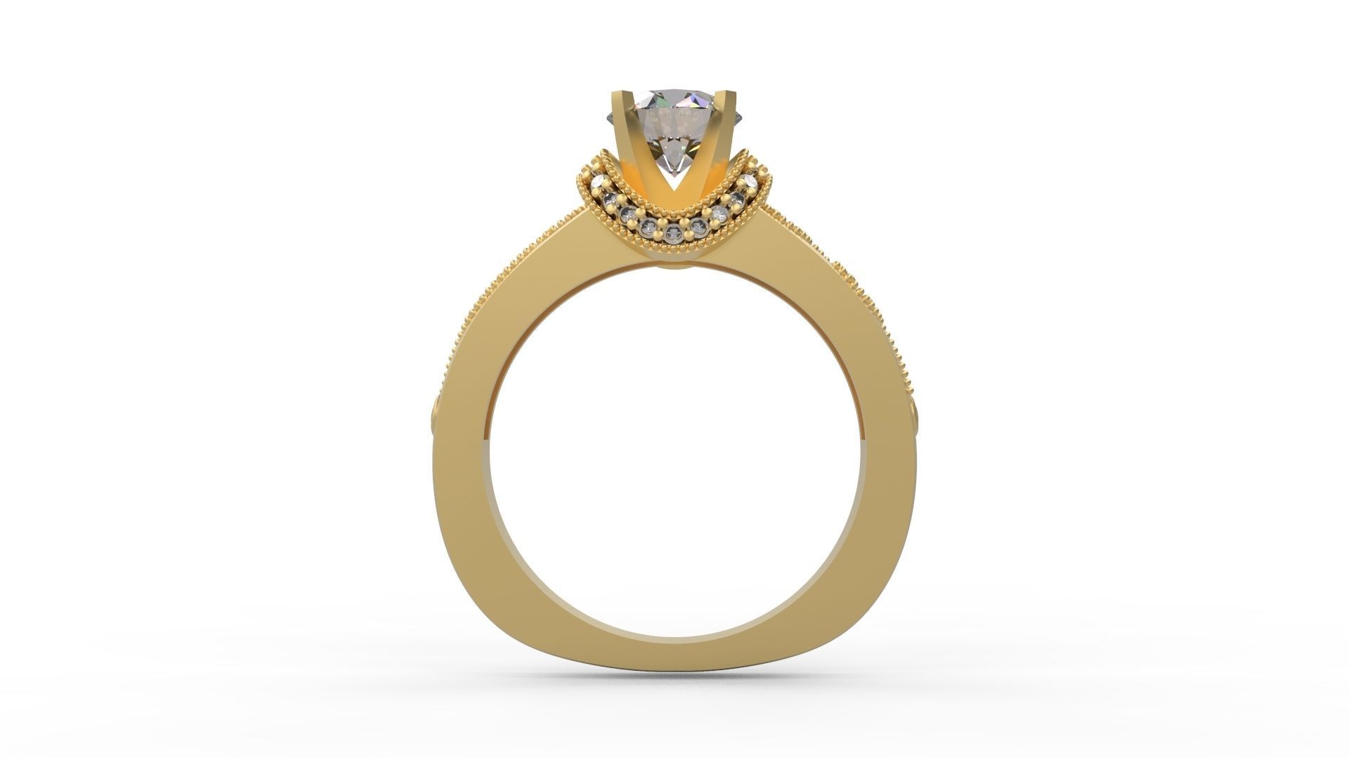 Woman Solitaire Ring 1223 3D print model_1