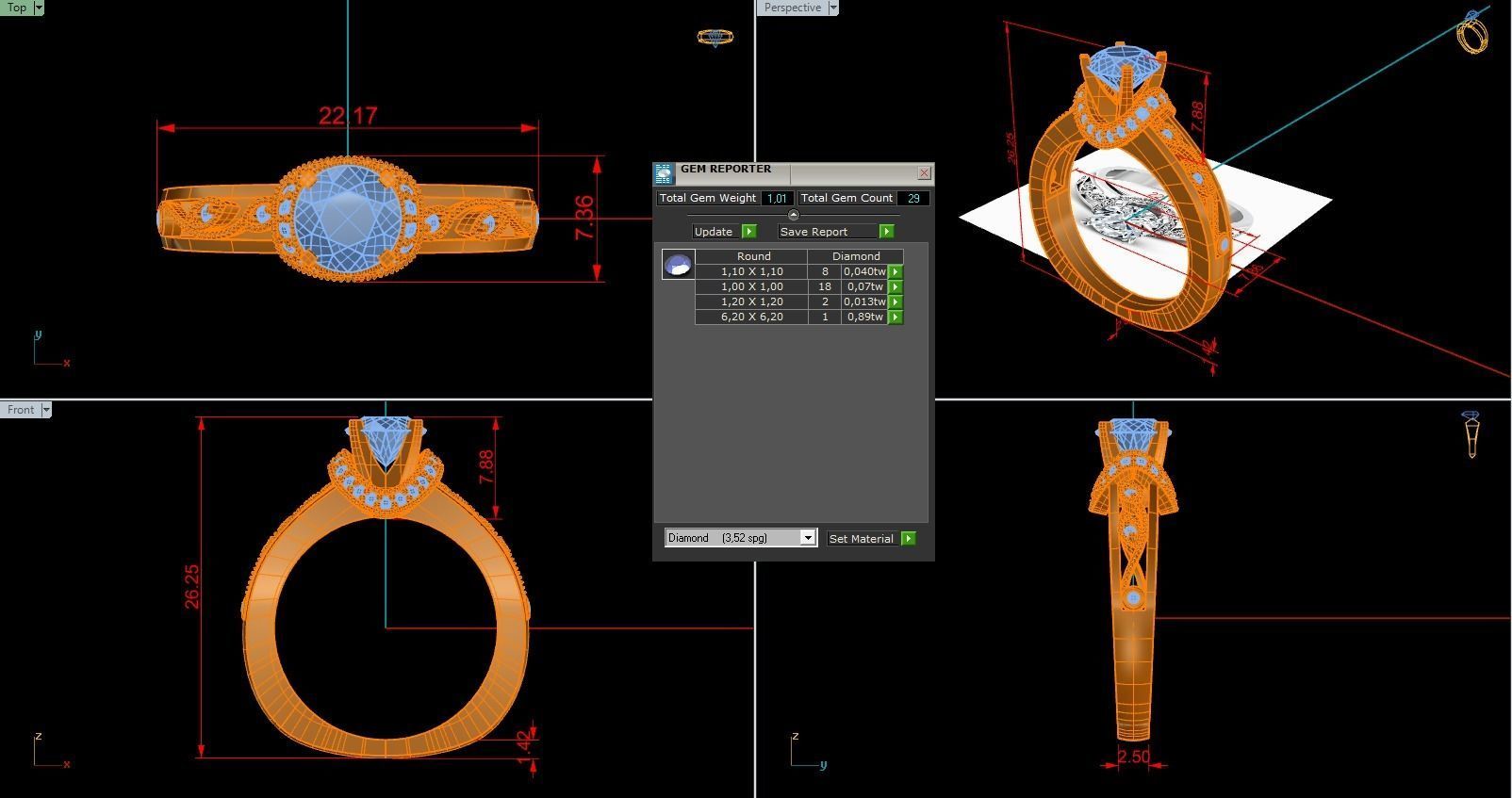 Woman Solitaire Ring 1223 3D print model_9