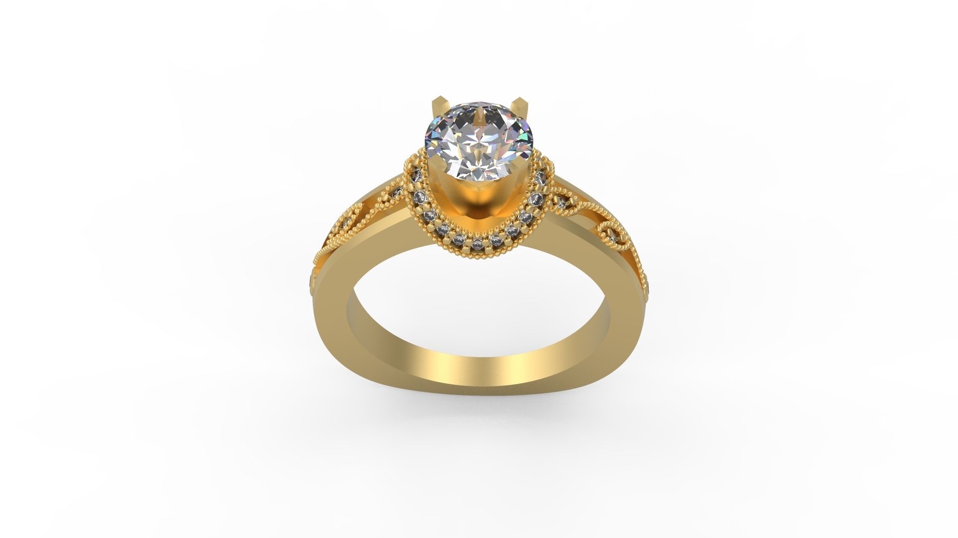 Woman Solitaire Ring 1223 3D print model_3