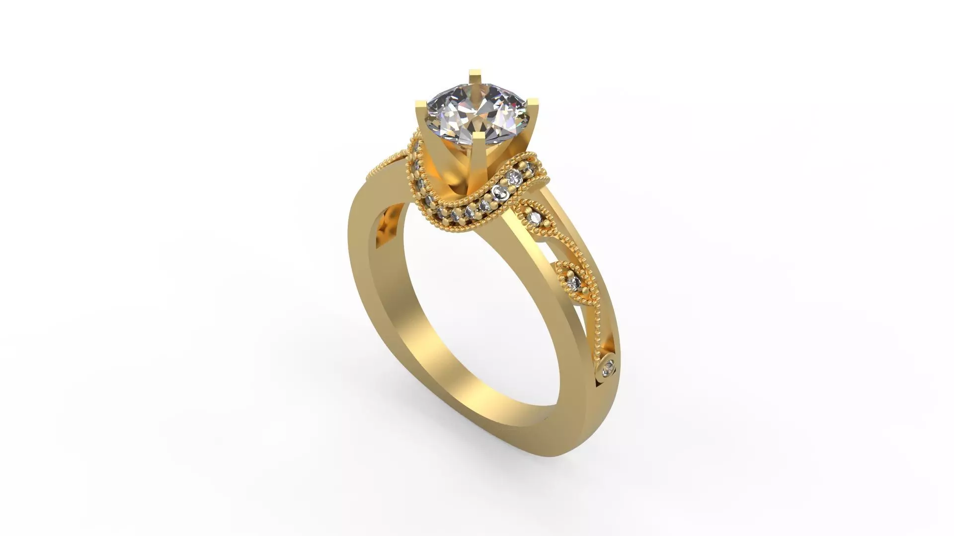Woman Solitaire Ring 1223 3D print model_0