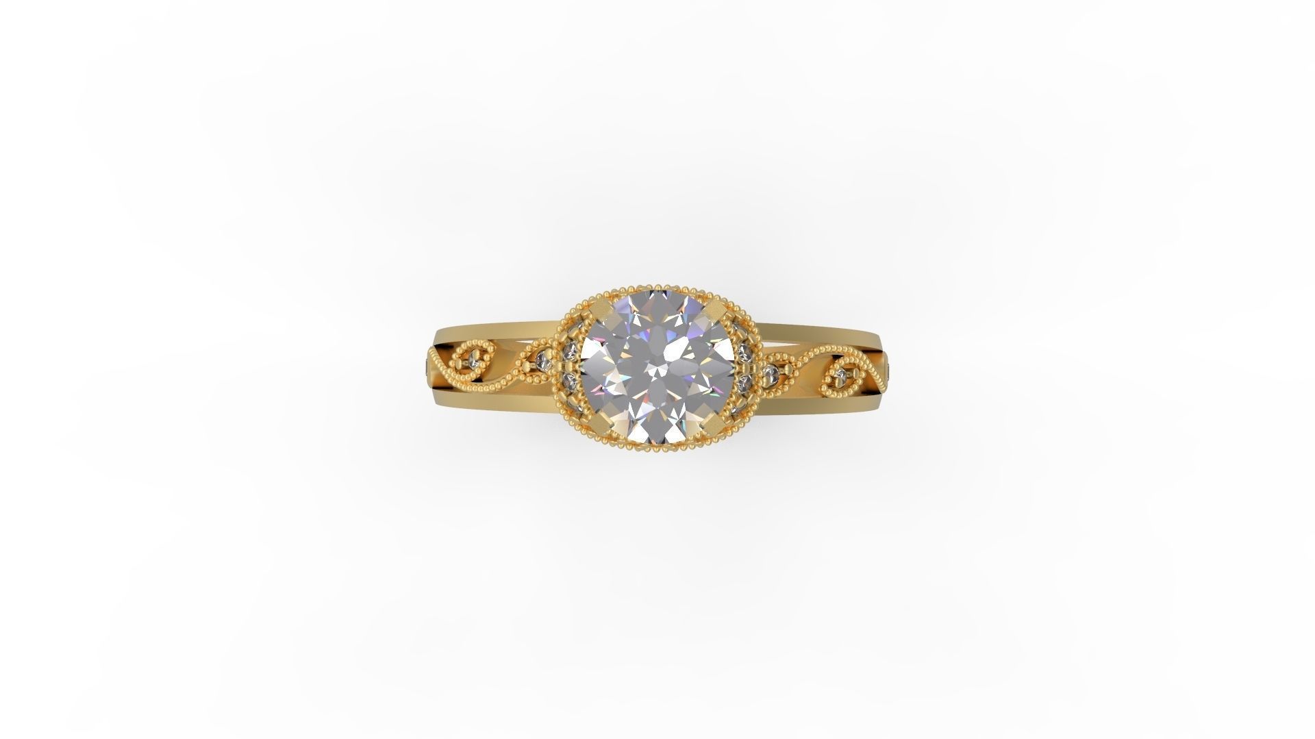 Woman Solitaire Ring 1223 3D print model_4
