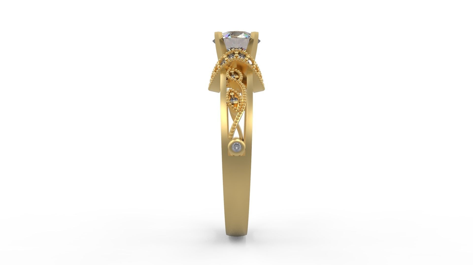Woman Solitaire Ring 1223 3D print model_2