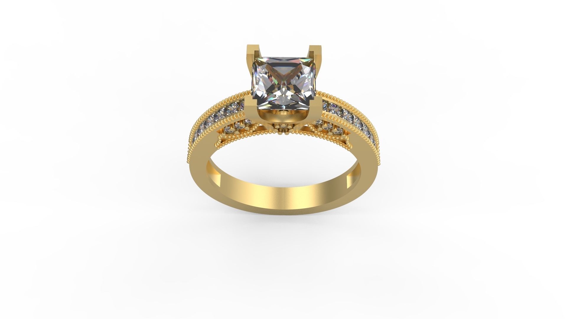 Woman Solitaire Ring 1218 3D print model_3